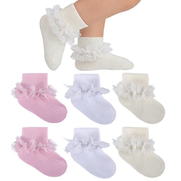 Baby Girl Turn-Cuff Ruffle Dress Socks lifestyle product image 42