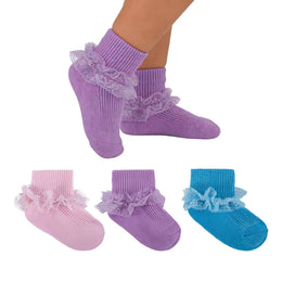Baby Girl Turn-Cuff Ruffle Dress Socks lifestyle product image 24