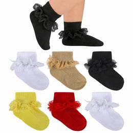 Baby Girl Turn-Cuff Ruffle Dress Socks lifestyle product image 44