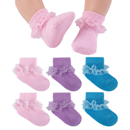 Baby Girl Ruffle Grip Socks for Newborns by Frillora, additional styling view 15