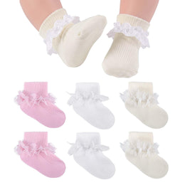 Baby Girl Ruffle Grip Socks for Newborns by Frillora, additional styling view 16