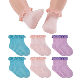 Baby Girl Ruffle Grip Socks for Newborns by Frillora, additional styling view 19