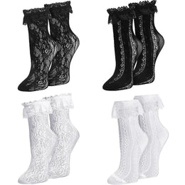 Women's Lace Ruffle Mesh-Trim Socks lifestyle product image 23