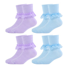 Girls Frilly Lace Ruffle Dress Socks lifestyle product image 57