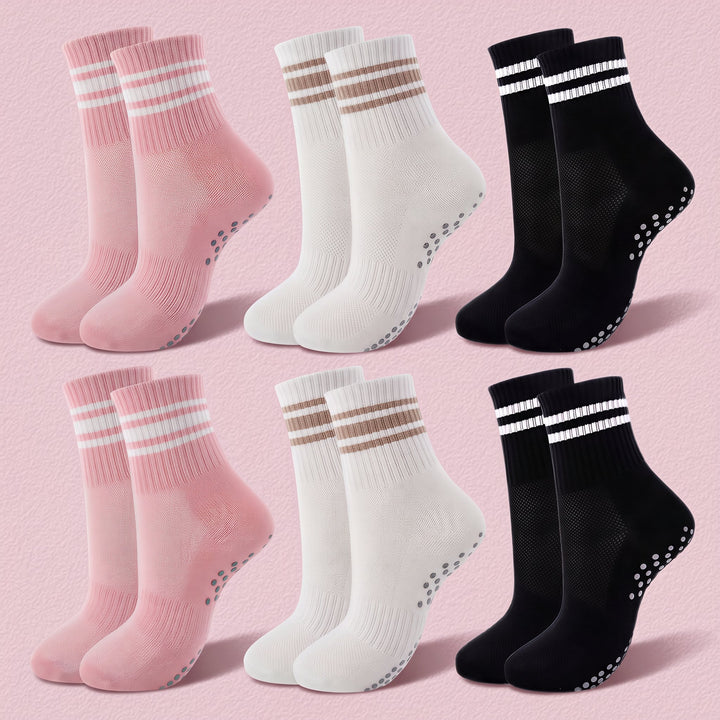 Women's Cushioned Pilates Grip Socks, 6 Pairs by Frillora, additional styling view 13