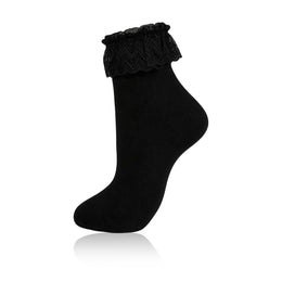 Women's White Ruffle Ankle Socks with Lace Trim lifestyle product image 17