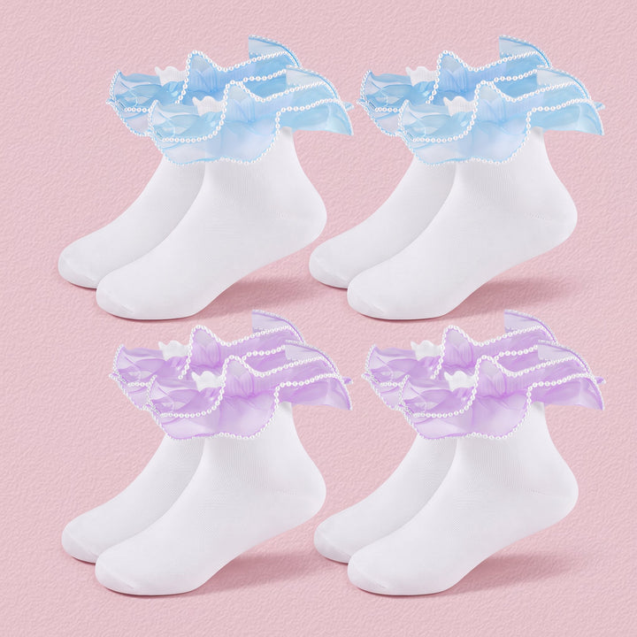 Girls Pearl Lace Ruffle Dress Socks lifestyle product image 15