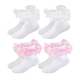 Girls Pearl Lace Ruffle Dress Socks lifestyle product image 29