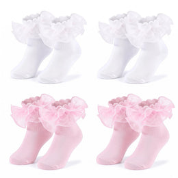 Girls Pearl Lace Ruffle Dress Socks lifestyle product image 13