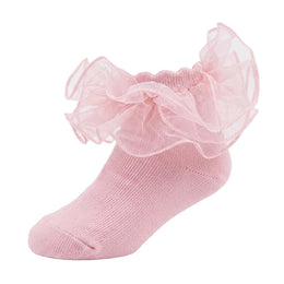 Girls Fluffy Double-Lace Ruffle Socks lifestyle product image 21