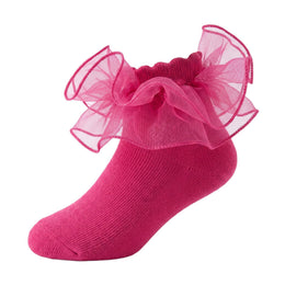 Girls Fluffy Double-Lace Ruffle Socks lifestyle product image 13