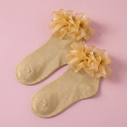FRILLORA Girls Glitter Ruffle Dress Socks, 1 Pair - Gold - 1 Pair