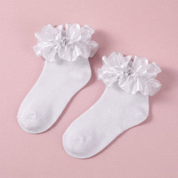 FRILLORA Girls Glitter Ruffle Dress Socks, 1 Pair - White - 1 Pair