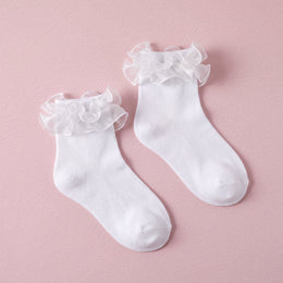 FRILLORA Women's Sparkle Ruffle Ankle Socks - White - 1 Pair