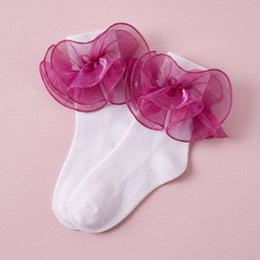 FRILLORA Women's Fluffy Ruffle Turn-Cuff Socks - Dark Purple - 1 Pair