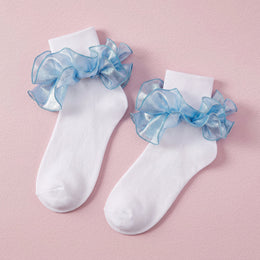FRILLORA Women's Fluffy Ruffle Turn-Cuff Socks - Teal - 1 Pair
