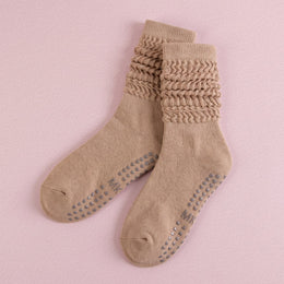 FRILLORA Women's Scrunch Pilates Grip Socks - Khaki - 1 Pair