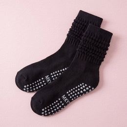 FRILLORA Women's Scrunch Pilates Grip Socks - Black - 1 Pair