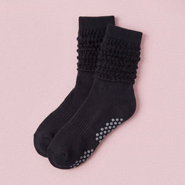 FRILLORA Women's Scrunch Pilates Grip Socks - Black 2# - 1 Pair