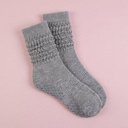 FRILLORA Women's Scrunch Pilates Grip Socks - Grey 2# - 1 Pair