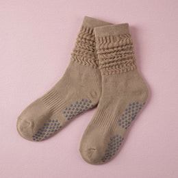 FRILLORA Women's Scrunch Pilates Grip Socks - Khaki 2# - 1 Pair