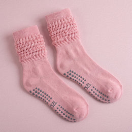 FRILLORA Women's Scrunch Pilates Grip Socks - Pink - 1 Pair