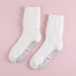 FRILLORA Women's Scrunch Pilates Grip Socks - White - 1 Pair