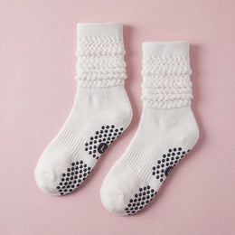FRILLORA Women's Scrunch Pilates Grip Socks - White 2# - 1 Pair