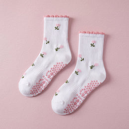 FRILLORA Women's Cute Ruffle Pilates Grip Socks - Multicolor - 1 Pair
