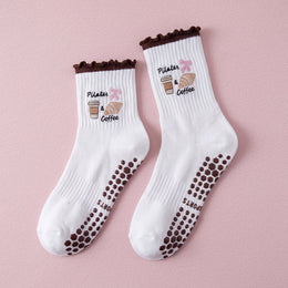 FRILLORA Women's Cute Ruffle Pilates Grip Socks - Multicolor 2# - 1 Pair