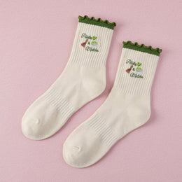 FRILLORA Women's Cute Ruffle Pilates Grip Socks - Multicolor 3# - 1 Pair