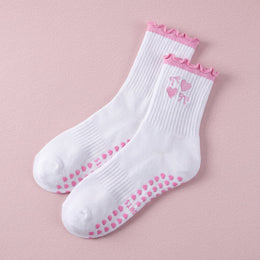 FRILLORA Women's Cute Ruffle Pilates Grip Socks - Multicolor 4# - 1 Pair