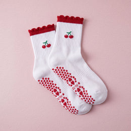 FRILLORA Women's Cute Ruffle Pilates Grip Socks - Multicolor 5# - 1 Pair