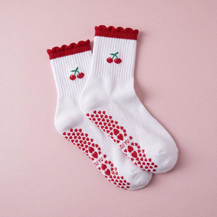 FRILLORA Women's Cute Ruffle Pilates Grip Socks - Multicolor 5# - 1 Pair