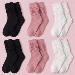 FRILLORA Women's Slouch Grip Socks for Pilates & Barre - White, Pink, Black - 6 Pairs