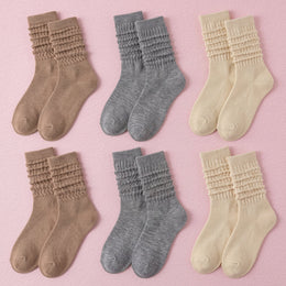 FRILLORA Women's Slouch Grip Socks for Pilates & Barre - Beige, Grey, Khaki - 6 Pairs