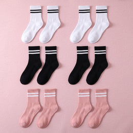 FRILLORA Women's Pilates Grip Socks with Snug Arch Band - Black, White, Pink - 6 Pairs