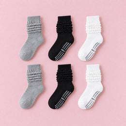 Women's Scrunch Pilates Grip Socks, 6-pair bundle: Black x2, White x2, Grey x2
