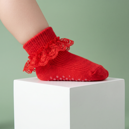 Baby Girl Ruffle Socks with Grips Turn Cuff Toddler Ankle Lace Frilly Dress Socks for Newborn Infant Little Kids lifestyle product image 2