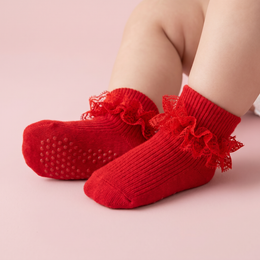 Baby Girl Ruffle Socks with Grips Turn Cuff Toddler Ankle Lace Frilly Dress Socks for Newborn Infant Little Kids lifestyle product image 3