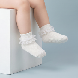 Baby Girl Ruffle Socks with Grips Turn Cuff Ankle Lace Frilly Dress Socks for Newborn/Infant/Toddler/Little Kids lifestyle product image 3