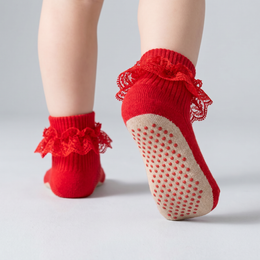 Baby Girl Ruffle Socks with Grips Turn Cuff Toddler Ankle Lace Frilly Dress Socks for Newborn Infant Little Kids lifestyle product image 4