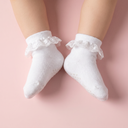 Baby Girl Ruffle Socks with Grips Turn Cuff Ankle Lace Frilly Dress Socks for Newborn/Infant/Toddler/Little Kids lifestyle product image 5