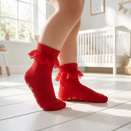 Baby Girl Ruffle Socks with Grips Turn Cuff Toddler Ankle Lace Frilly Dress Socks for Newborn Infant Little Kids lifestyle product image 6