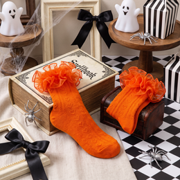 Women's Heart Ruffle Socks with Organza Trim - orange, Halloween styling photo 4
