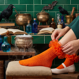 Women's Heart Ruffle Socks with Organza Trim - orange, Halloween styling photo 5