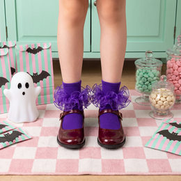 Girls & Teens Organza Ruffle Socks, 4 Pairs - purple, Halloween styling photo 6