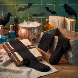 Women's Solid Color Knee-High Socks - black, Halloween styling photo 4