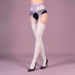 Women's Sheer Open-Crotch Tights with Cutout Panels, product photograph