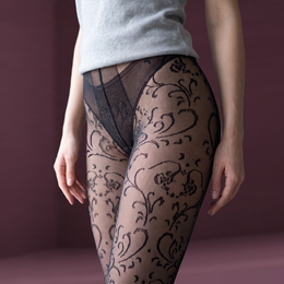 FRILLORA SW137 hosiery in a styled indoor setting